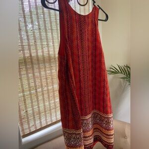 Orange and black patterned dress